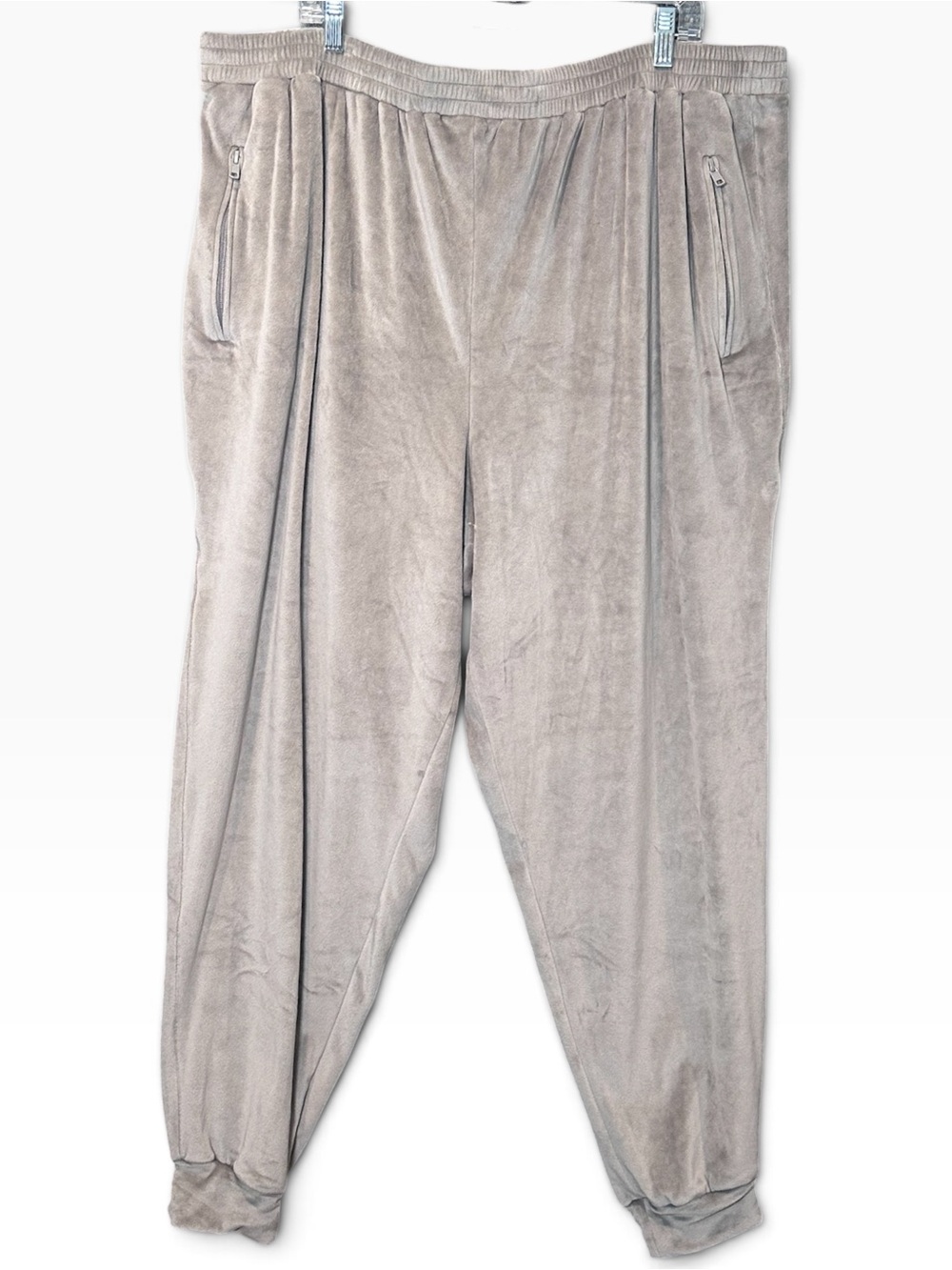 Skims Velour High Waist Jogger Pants 4X Gray Smoke Zip Pockets Plus Size Lounge